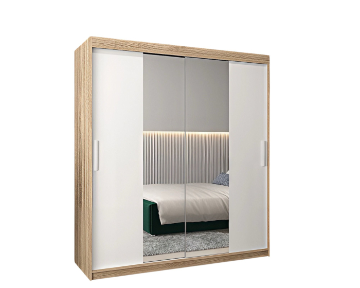 Dressing Alex, 180x60x200cm, cu oglinda, Sonoma-Alb, Pal 18 mm [2]