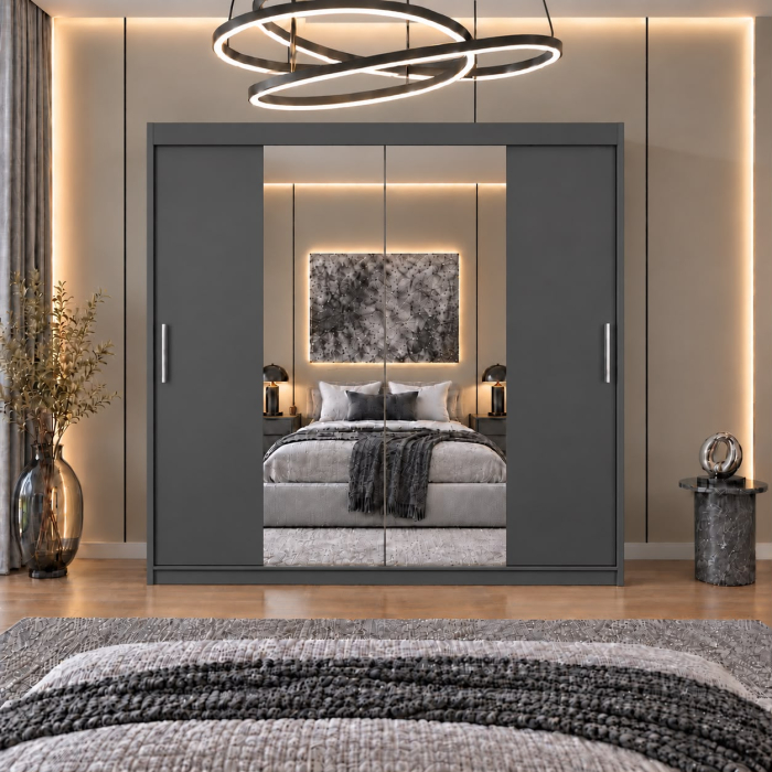 Dressing Alex, 180x60x200cm, cu oglinda, Antracit, Pal 18 mm [3]