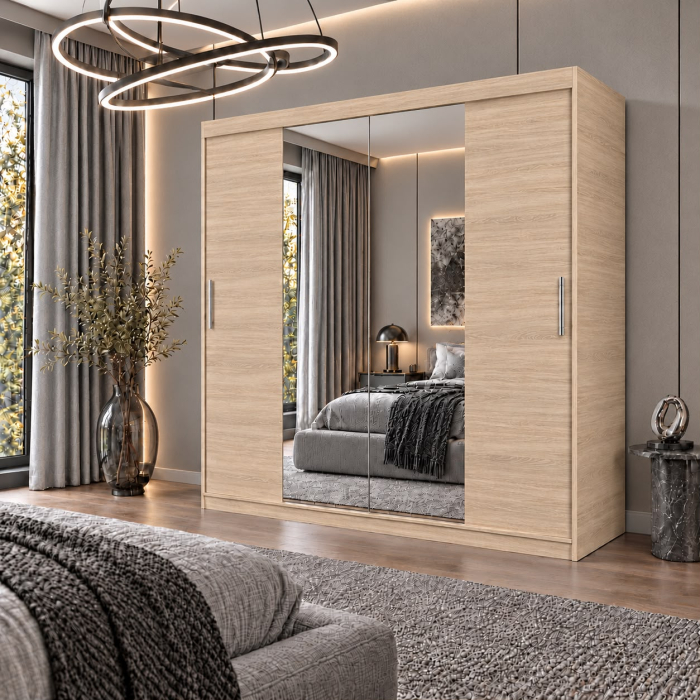 Dressing Alex, 180x60x200cm, cu oglinda, Sonoma, Pal 18 mm [2]