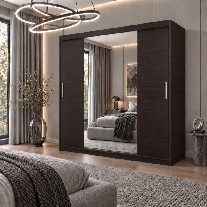 Dressing Alex, 180x60x200cm, cu oglinda, Wenge, Pal 18 mm [2]