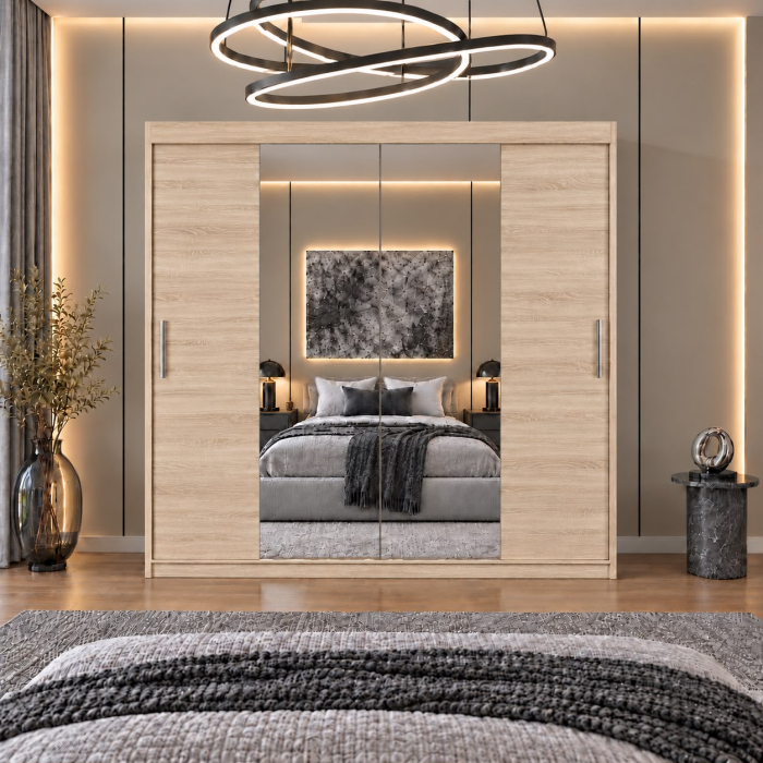 Dressing Alex, 180x60x200cm, cu oglinda, Sonoma, Pal 18 mm [3]