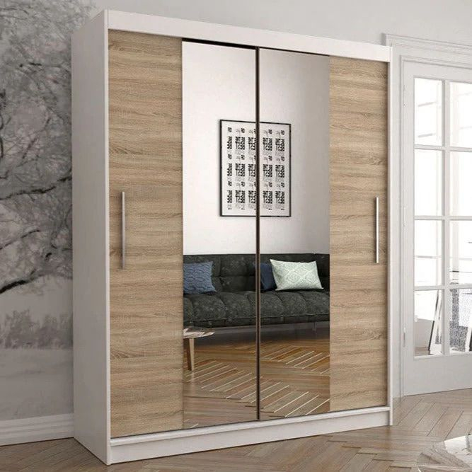 Dressing Alex, 180x60x200cm, cu oglinda, Alb-Sonoma, Pal 18 mm [1]