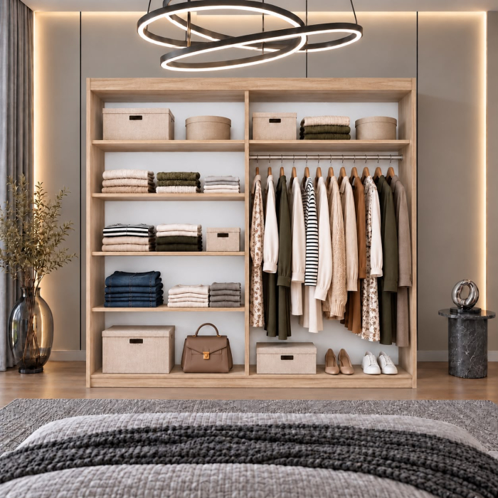 Dressing Alex, 200x60x200cm, cu oglinda, Stejar Sonoma, Pal 18 mm [6]