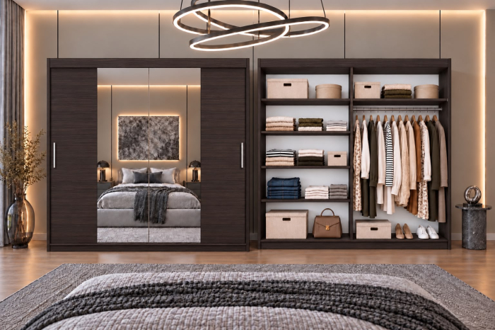 Dressing Alex, 200x60x200cm, cu oglinda, Wenge, Pal 18 mm [6]