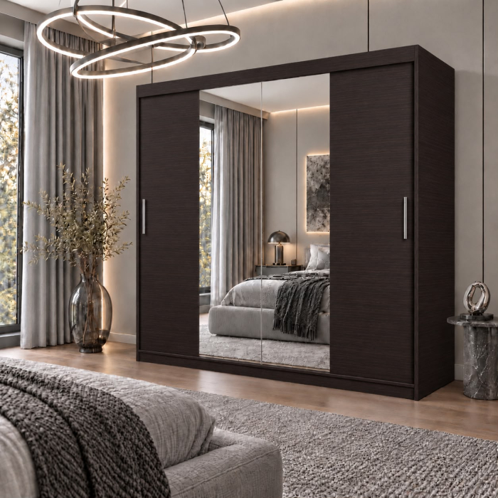Dressing Alex, 200x60x200cm, cu oglinda, Wenge, Pal 18 mm [2]