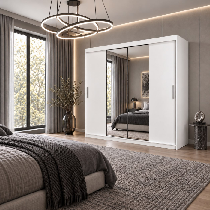 Dressing Alex, 200x60x200cm, cu oglinda, Alb, Pal 18 mm [4]