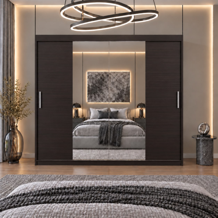Dressing Alex, 200x60x200cm, cu oglinda, Wenge, Pal 18 mm [3]