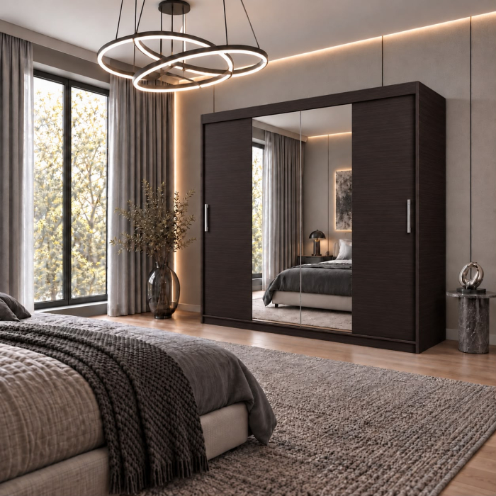 Dressing Alex, 200x60x200cm, cu oglinda, Wenge, Pal 18 mm [5]