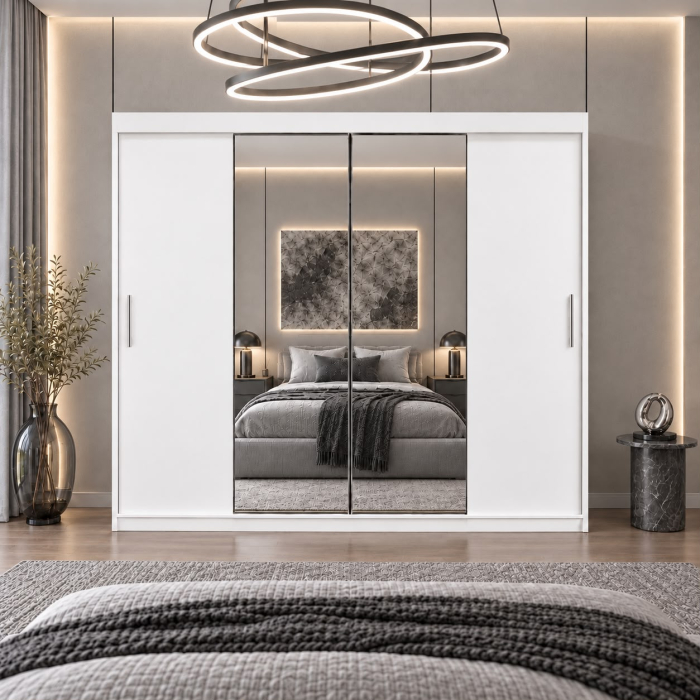 Dressing Alex, 200x60x200cm, cu oglinda, Alb, Pal 18 mm [3]