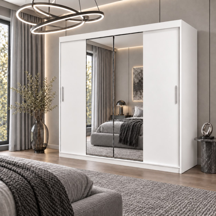 Dressing Alex, 200x60x200cm, cu oglinda, Alb, Pal 18 mm [2]