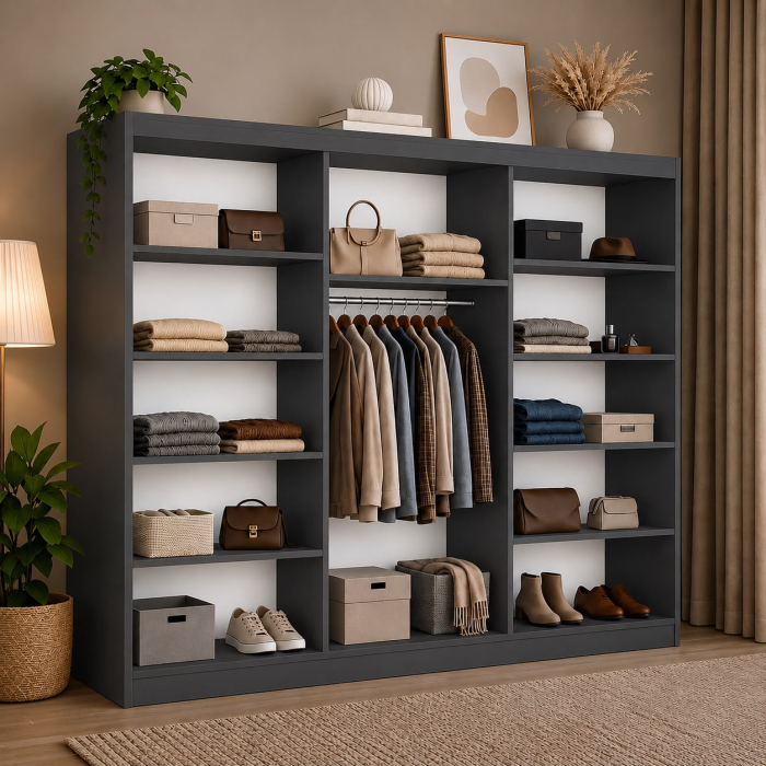 Dressing Alkam, 250x60x200cm, Argintiu, Antracit, Pal 18 mm [5]