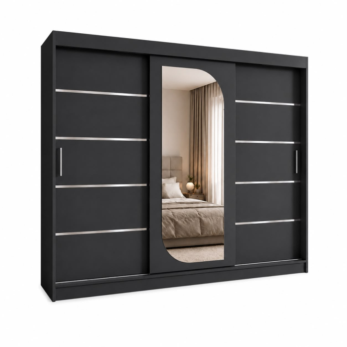 Dressing Alkam, 250x60x200cm, Argintiu, Antracit, Pal 18 mm [3]