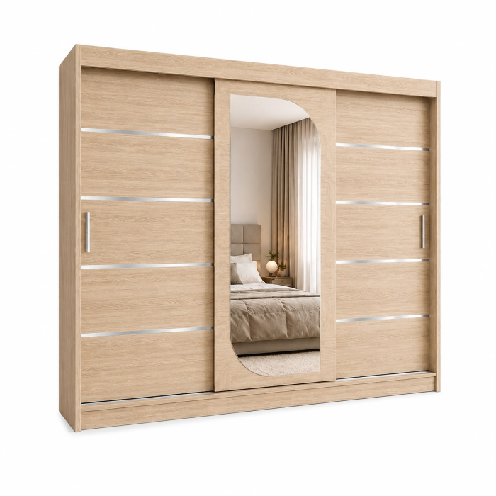 Dressing Alkam, 250x60x200cm, Argintiu, Sonoma, Pal 18 mm [3]