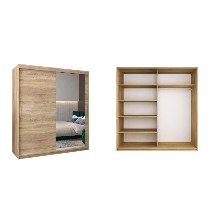 Dressing Ana, 160x60x200cm, cu oglinda, Stejar Sonoma, Pal 18 mm [2]