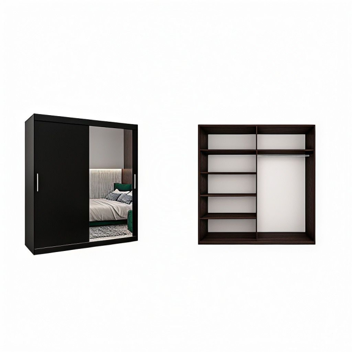 Dressing Ana, 160x60x200cm, cu oglinda, Wenge, Pal 18 mm [2]
