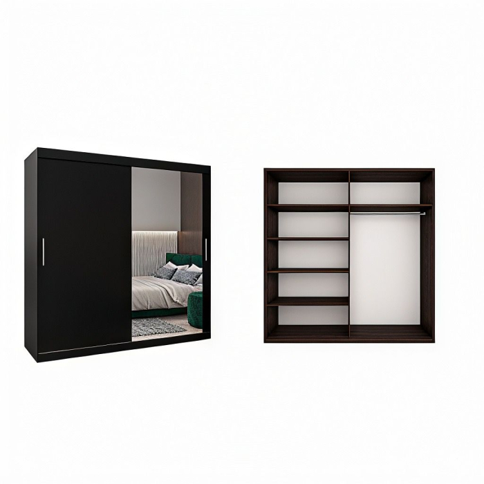 Dressing Ana, 180x60x200cm, cu oglinda, Wenge, Pal 18 mm [2]