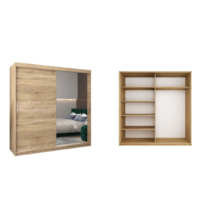 Dressing Ana, 180x60x200cm, cu oglinda, Stejar Sonoma, Pal 18 mm [2]