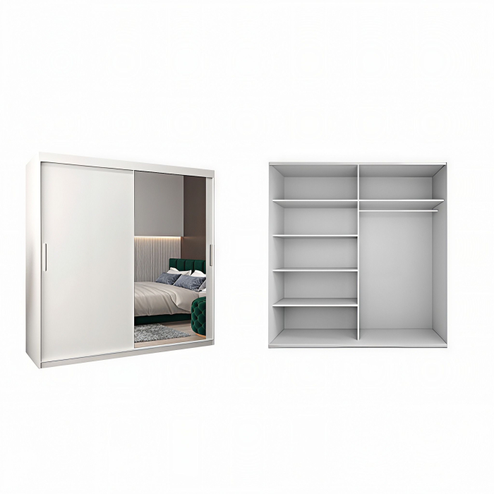 Dressing Ana, 180x60x200cm, cu oglinda, Alb, Pal 18 mm [2]