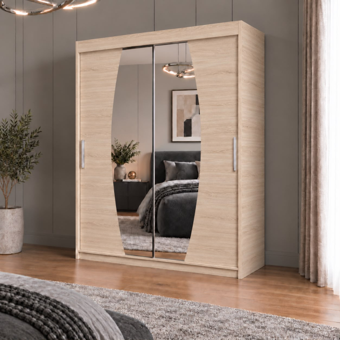 Dressing Cami, 120x60x200cm, cu oglinda, Sonoma, Pal 18 mm [2]