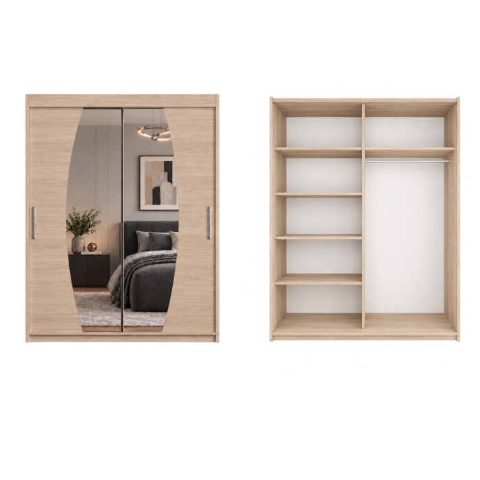 Dressing Cami, 120x60x200cm, cu oglinda, Sonoma, Pal 18 mm [5]