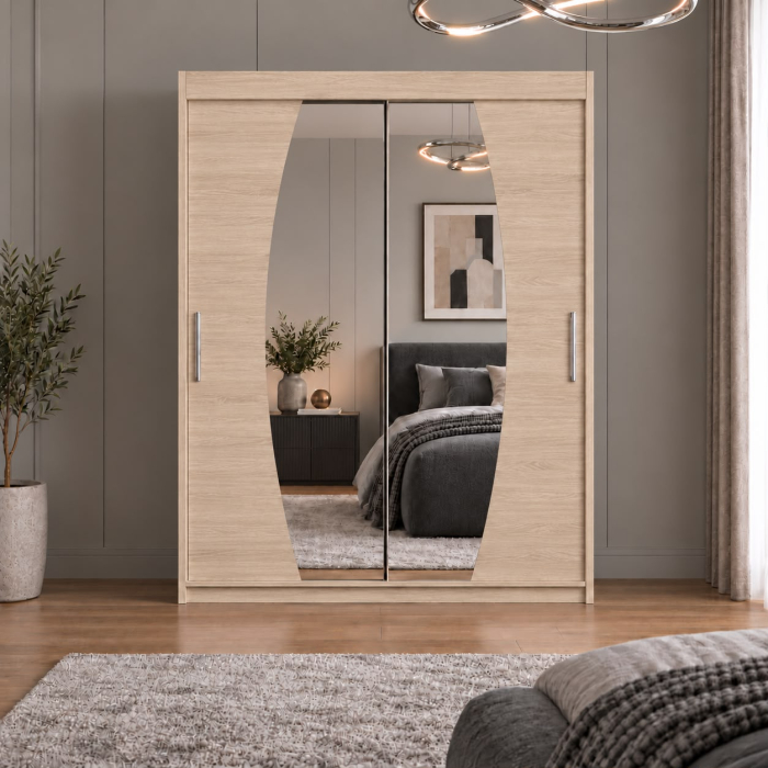 Dressing Cami, 120x60x200cm, cu oglinda, Sonoma, Pal 18 mm [4]