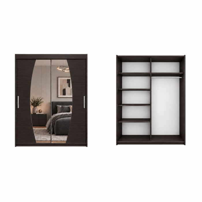 Dressing Cami, 120x60x200cm, cu oglinda, Wenge, Pal 18 mm [7]