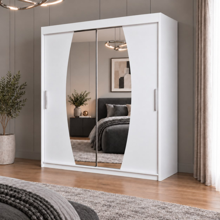 Dressing Cami, 140x60x200cm, cu oglinda, Alb, Pal 18 mm [2]