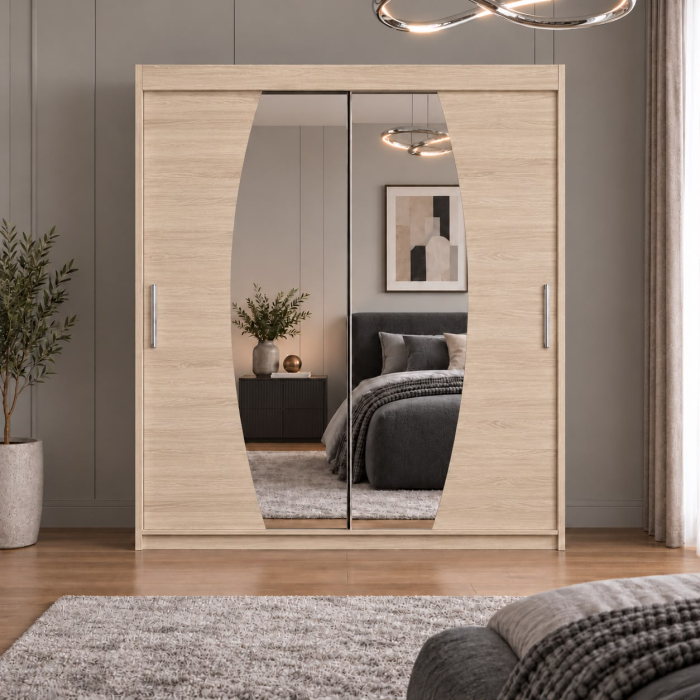 Dressing Cami, 140x60x200cm, cu oglinda, Sonoma, Pal 18 mm [3]