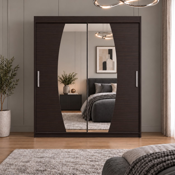 Dressing Cami, 160x60x200cm, cu oglinda, Wenge, Pal 18 mm [4]
