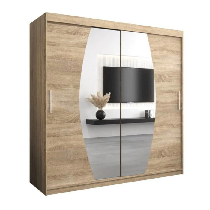 Dressing Cami, 180x60x200cm, cu oglinda, Sonoma, Pal 18 mm [2]