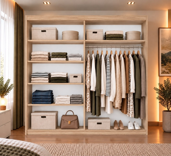 Dressing Cami, 180x60x200cm, cu oglinda, Sonoma, Pal 18 mm [4]