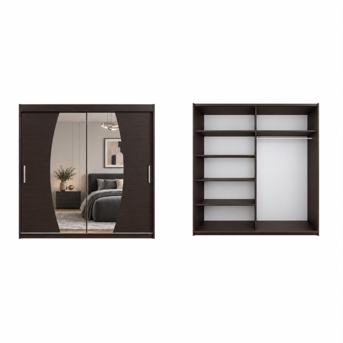 Dressing Cami, 180x60x200cm, cu oglinda, Wenge, Pal 18 mm [5]