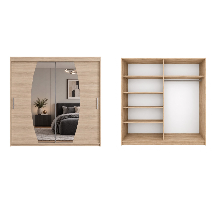 Dressing Cami, 180x60x200cm, cu oglinda, Sonoma, Pal 18 mm [5]