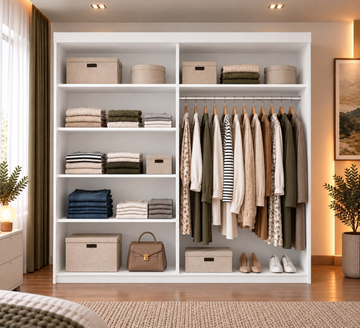 Dressing Cami, 200x60x200cm, cu oglinda, Alb, Pal 18 mm [4]