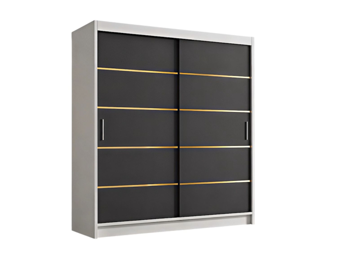 Dressing Mario, 160x60x200cm, Auriu, Alb/ Antracit, Pal 18 mm [2]