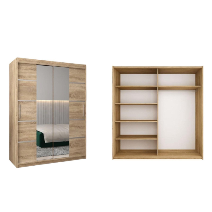 Dressing Marissa, 120x60x200cm, cu oglinda, Stejar Sonoma, Pal 18 mm [2]