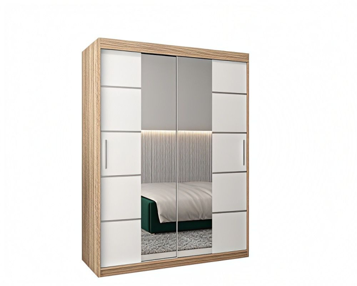 Dressing Marissa, 120x60x200cm, cu oglinda, Stejar Sonoma / Alb, Pal 18 mm [4]