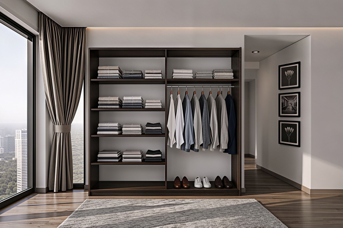 Dressing Marissa, 120x60x200cm, cu oglinda, Wenge / Sonoma, Pal 18 mm [3]