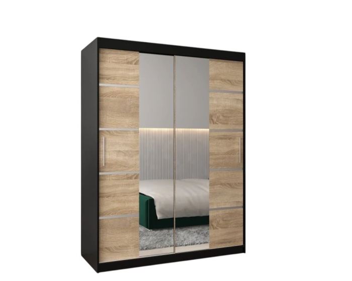 Dressing Marissa, 120x60x200cm, cu oglinda, Wenge / Sonoma, Pal 18 mm [4]