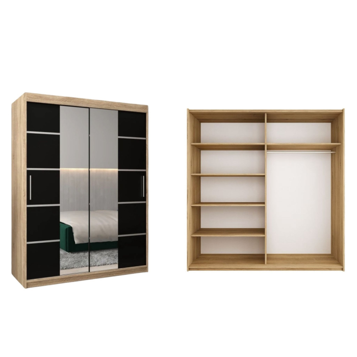 Dressing Marissa, 120x60x200cm, cu oglinda, Sonoma / Wenge, Pal 18 mm [4]