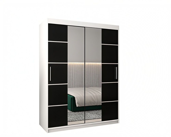 Dressing Marissa, 120x60x200cm, cu oglinda, Alb & Wenge, Pal 18 mm [3]