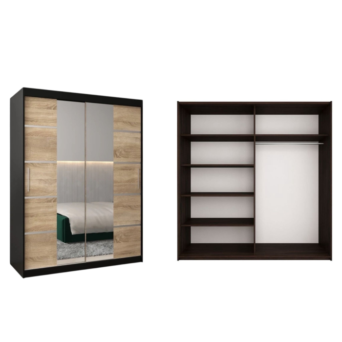 Dressing Marissa, 120x60x200cm, cu oglinda, Wenge & Sonoma, Pal 18 mm [3]