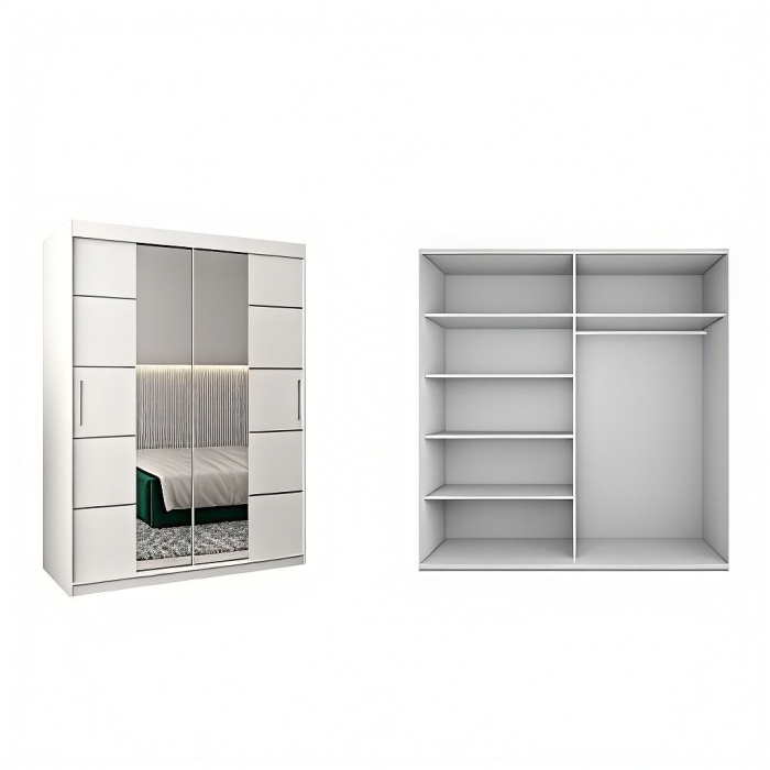 Dressing Marissa, 140x60x200cm, cu oglinda, Alb, Pal 18 mm [2]