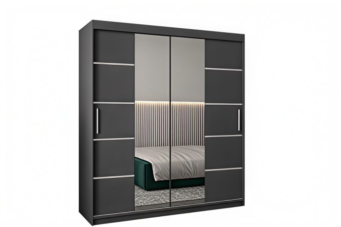 Dressing Marissa, 140x60x200cm, cu oglinda, Antracit, Pal 18 mm [2]