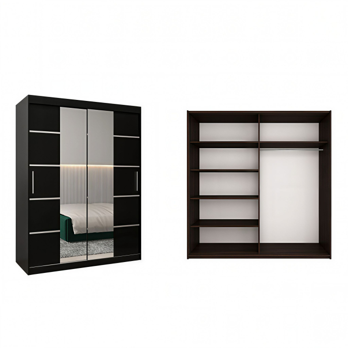 Dressing Marissa, 140x60x200cm, cu oglinda, Wenge, Pal 18 mm [2]