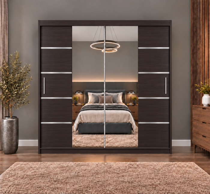 Dressing Marissa, 160x60x200cm, cu oglinda, Wenge, Pal 18 mm [3]