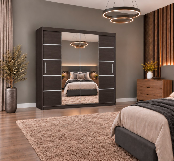 Dressing Marissa, 160x60x200cm, cu oglinda, Wenge, Pal 18 mm [5]