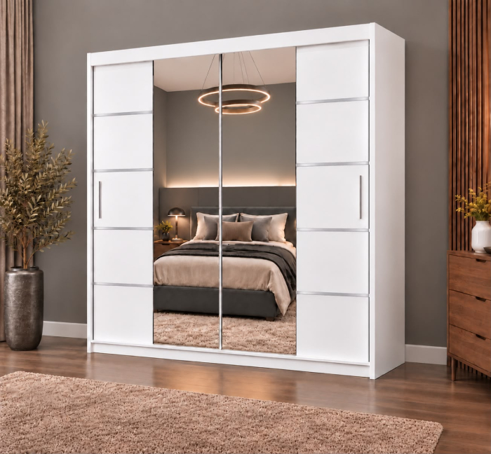 Dressing Marissa, 160x60x200cm, cu oglinda, Alb, Pal 18 mm [2]