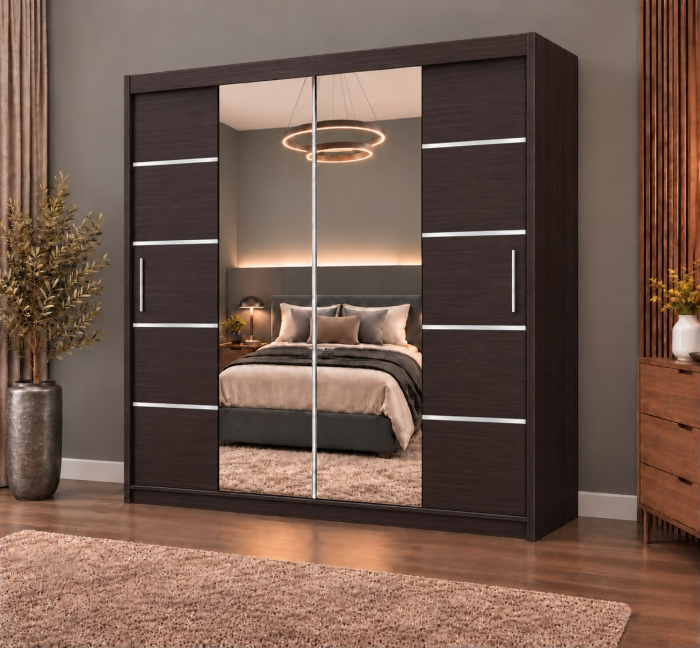 Dressing Marissa, 180x60x200cm, cu oglinda, Wenge, Pal 18 mm [2]