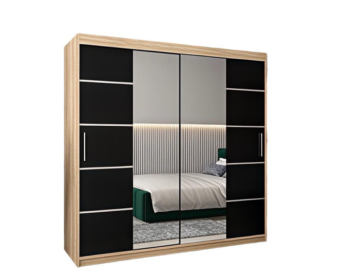 Dressing Marissa, 180x60x200cm, cu oglinda, Sonoma / Wenge, Pal 18 mm [2]